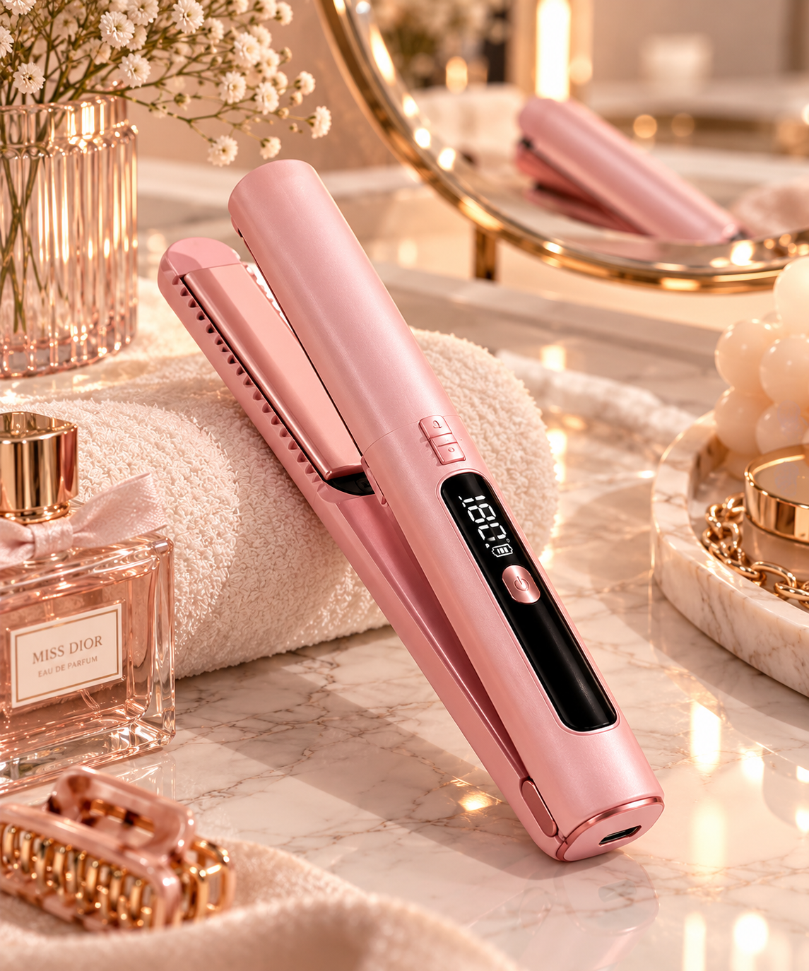 Lisseur rose 2-en-1