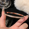 Rose Gold Titanium Steel Bracelet Women's High-end Bracelet Light Luxury Niche Zircon Bracelet Plain Ring Bracelet Hand Jewelry